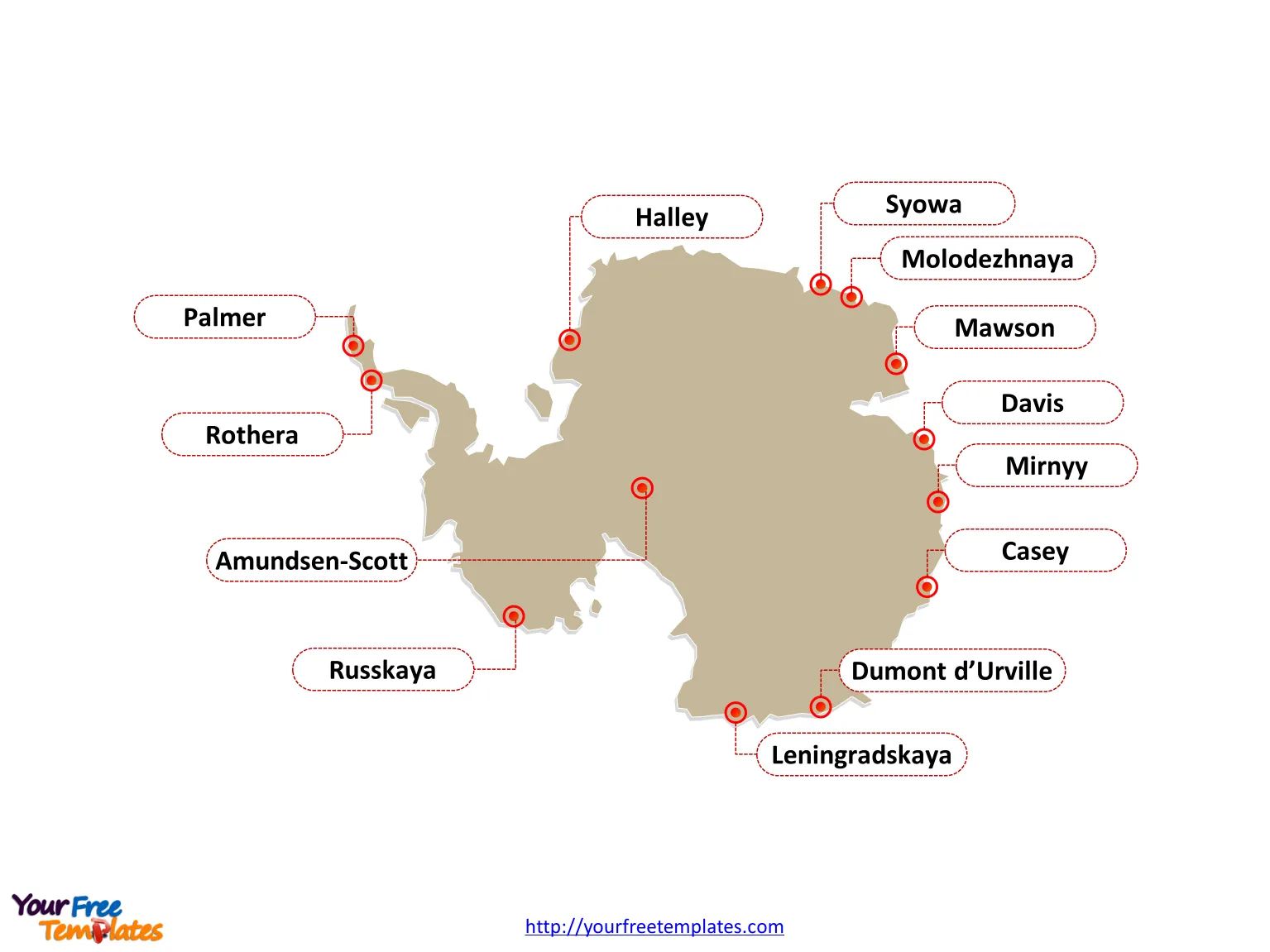 Free Antarctica Editable Map - Free PowerPoint Templates