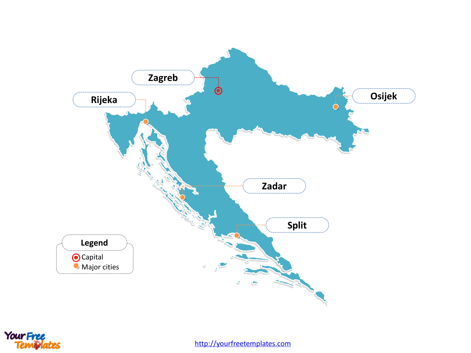 Free Croatia Editable Map - Free PowerPoint Templates