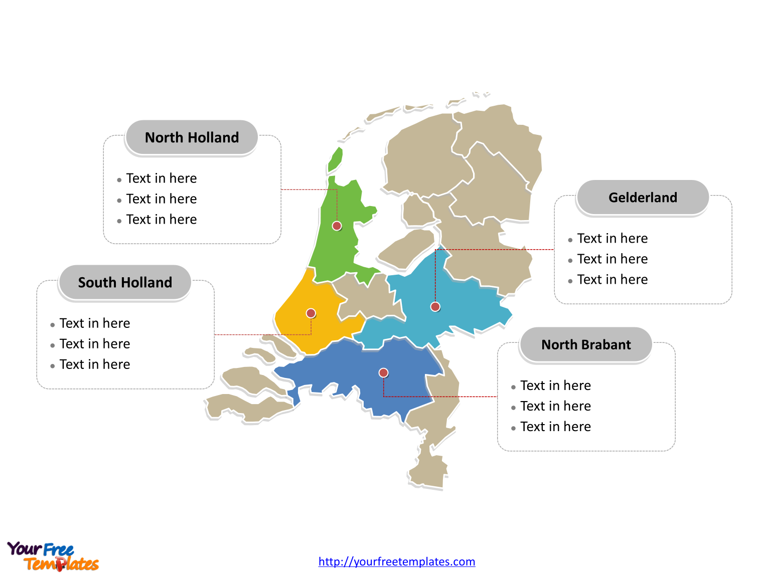 Netherlands Political map label with major administration districts