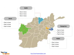 Afghanistan Political map labeled with major provinces