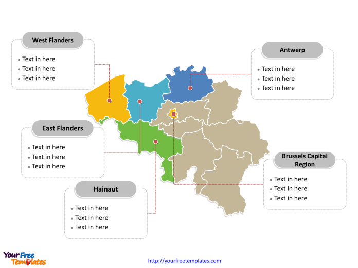 Belgium Political map labeled with major administration districts