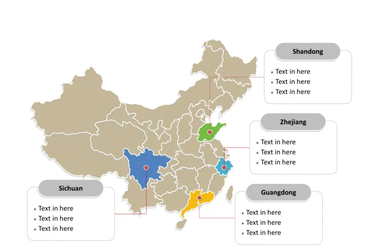China Political map labeled with major provinces