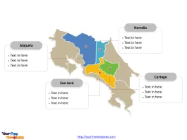 Costa Rica Political map label with major administration districts