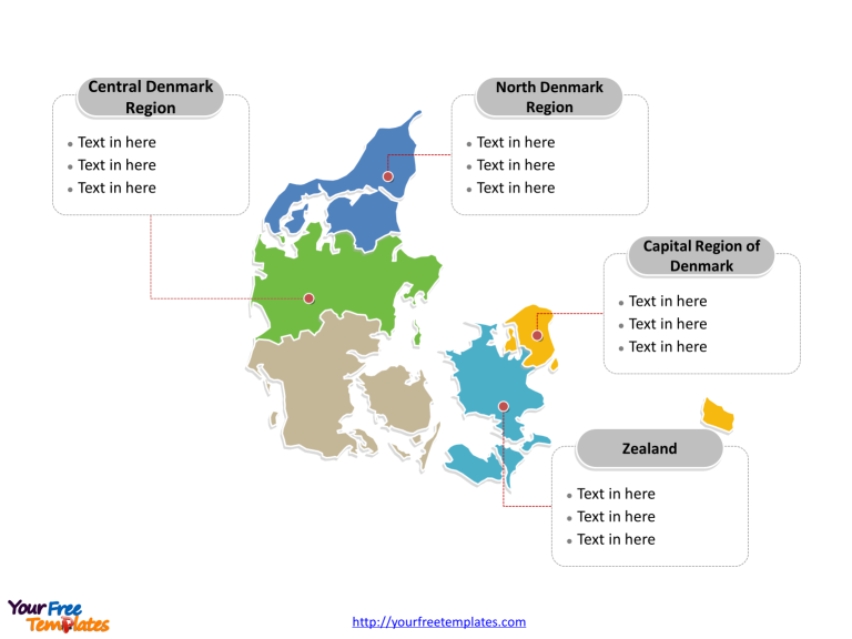 Denmark Political map labeled with major administration districts