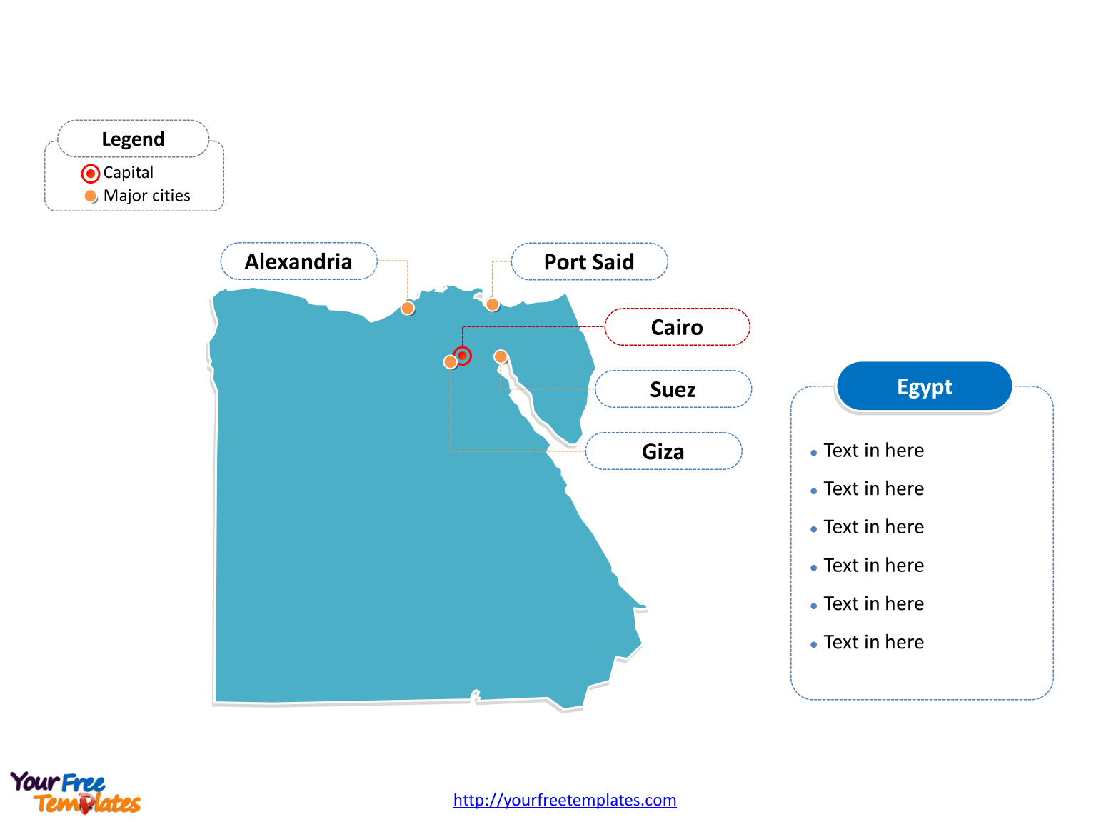 Egypt Outline map labeled with cities