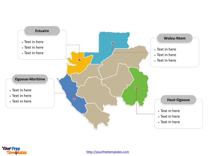 Gabon Political map labeled with major provinces