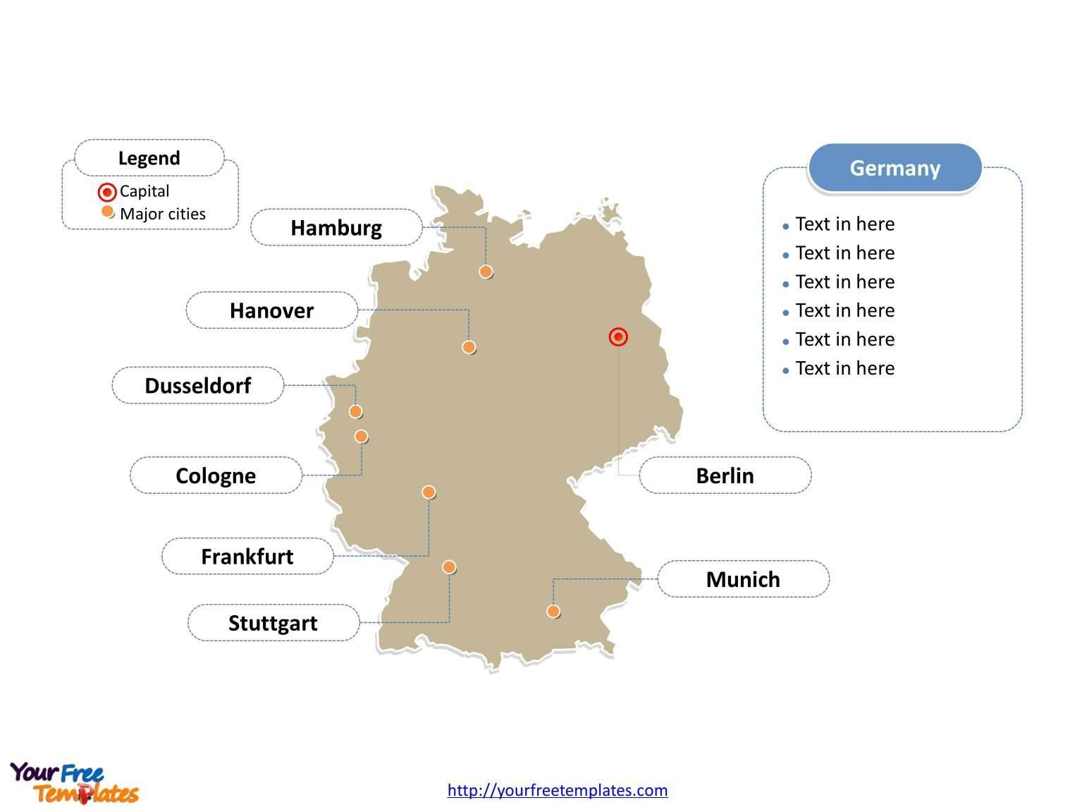 Germany PowerPoint map label with cities
