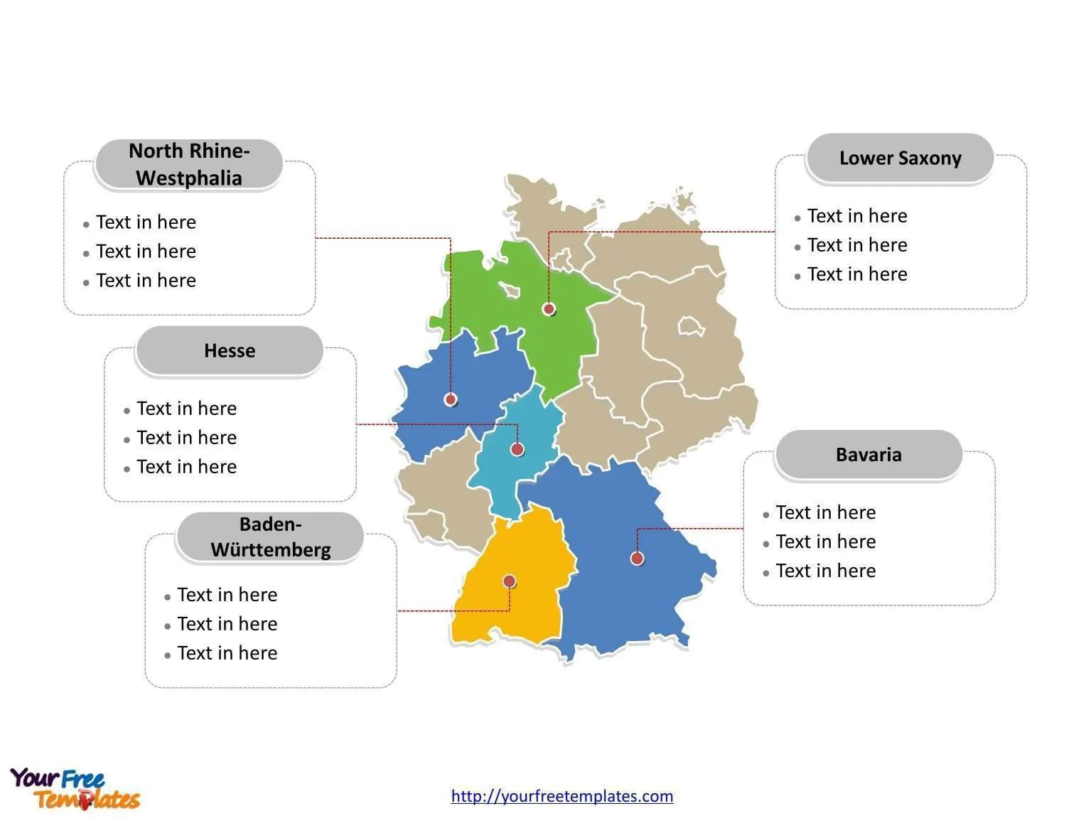 Germany PowerPoint map label with major administration districts