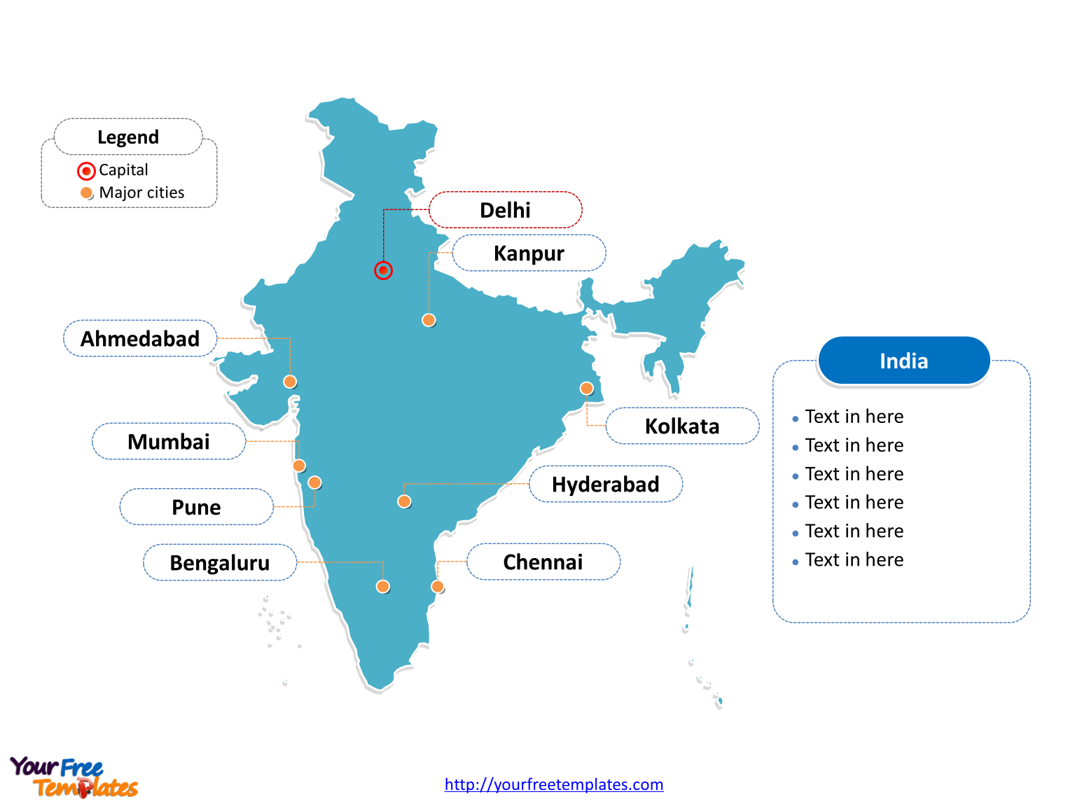 India Map With Major Cities India Map blank templates   Free PowerPoint Templates