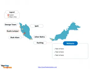 Malaysia Outline map labeled with cities