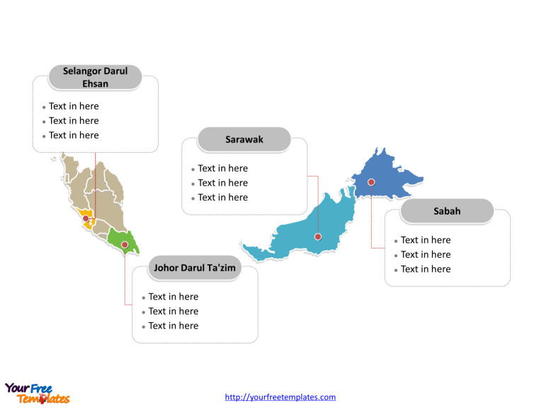 Malaysia Political map labeled with major states