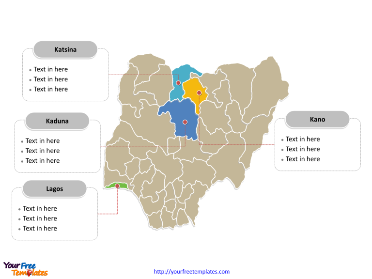 Nigeria Political map labeled with major states