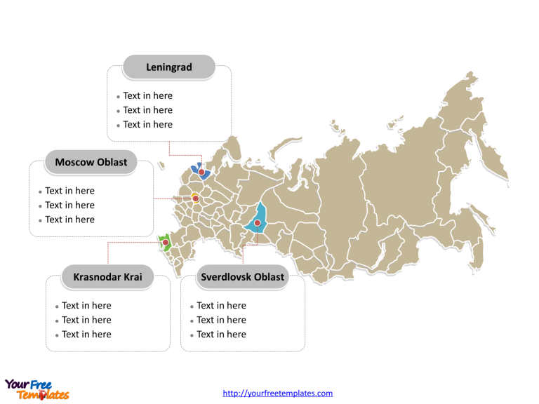 Russia Political map labeled with major administration districts