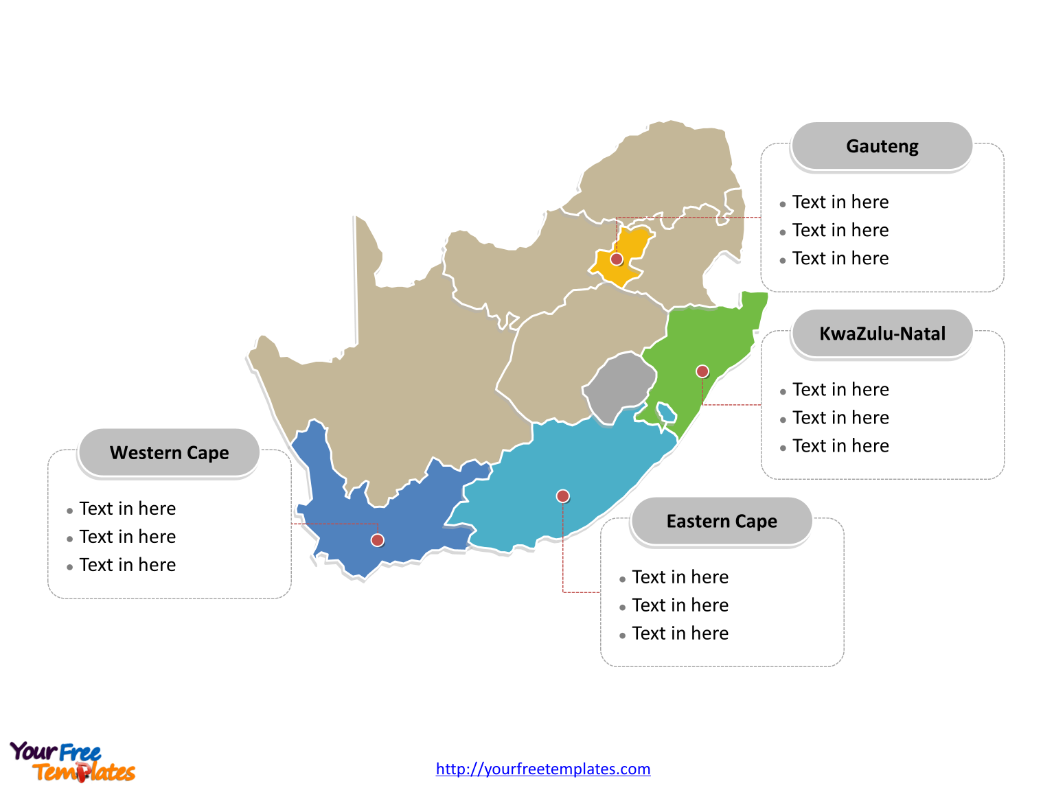 South Africa Editable map labeled with major provinces