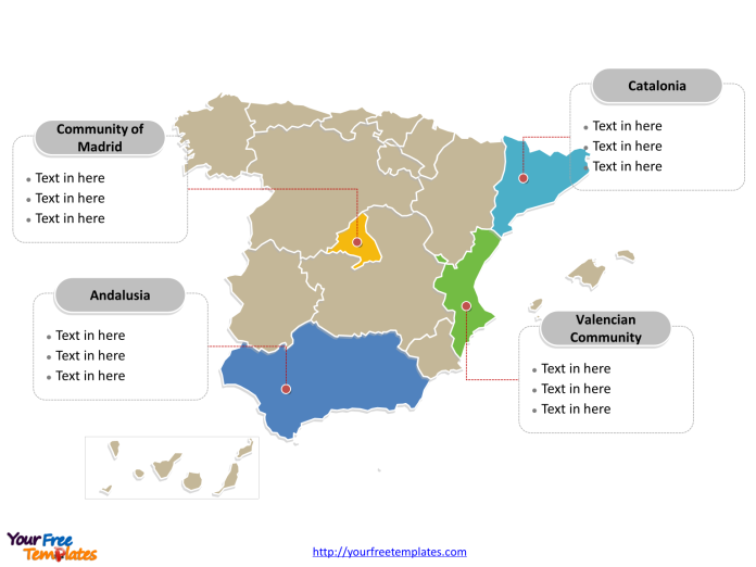 Spain Political map labeled with major administration districts