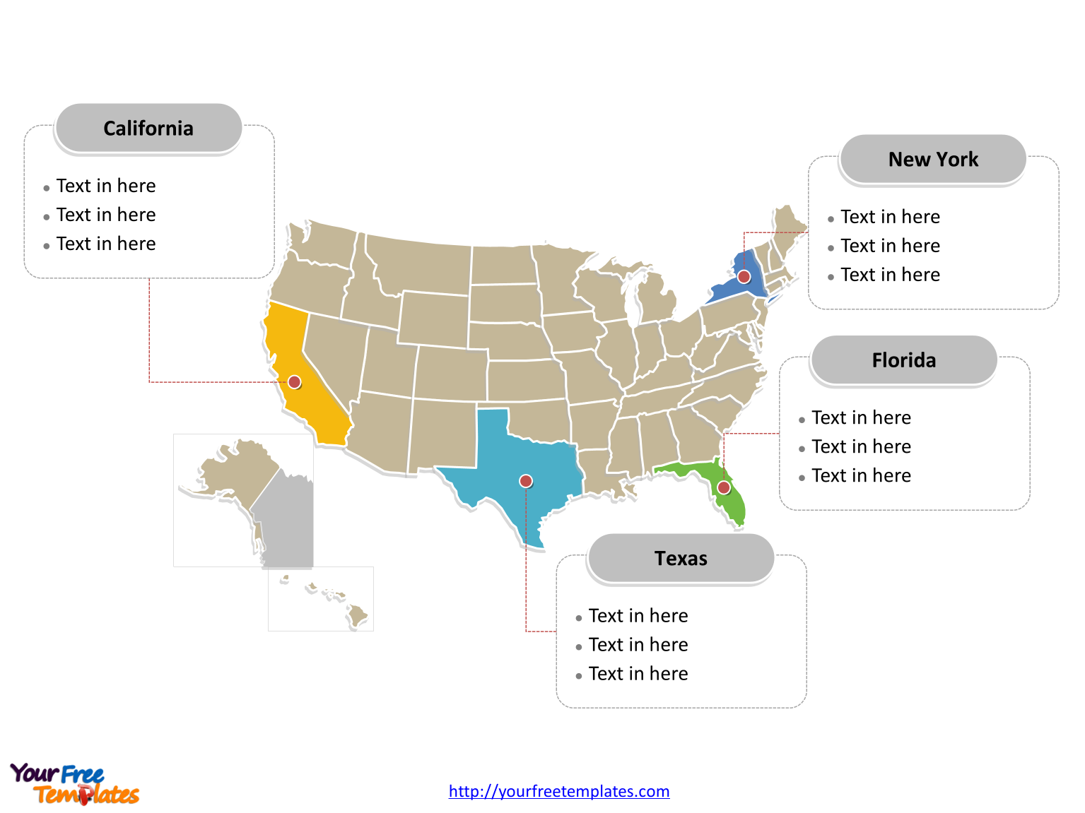 Us Map Template For Powerpoint With Editable States