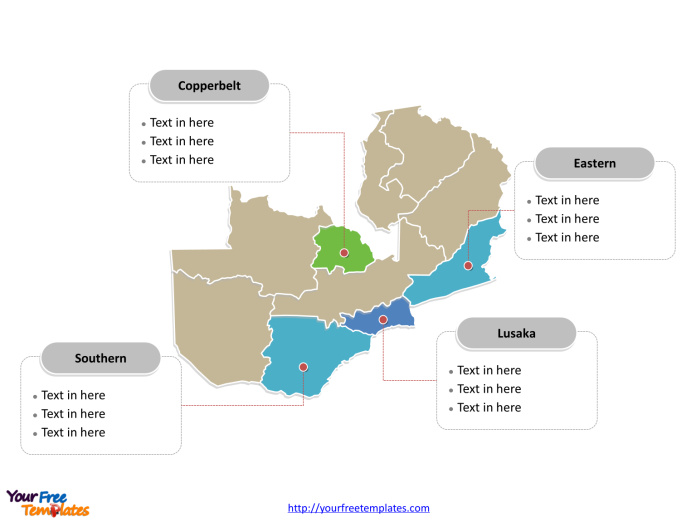 Zambia Political map labeled with major provinces