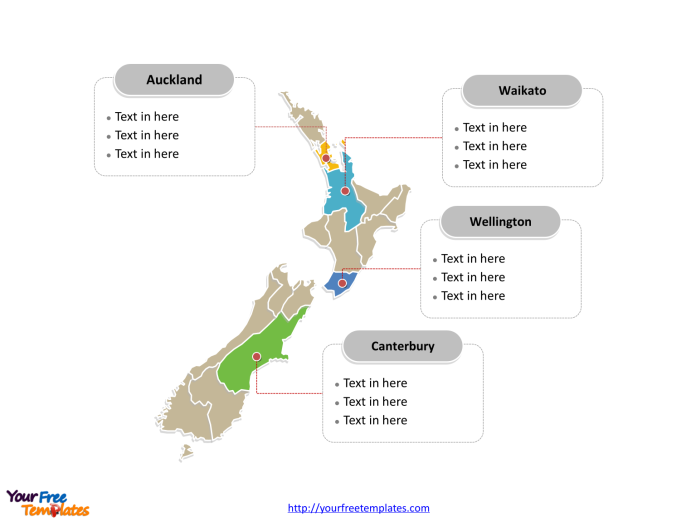 New Zealand Political map labeled with major regions