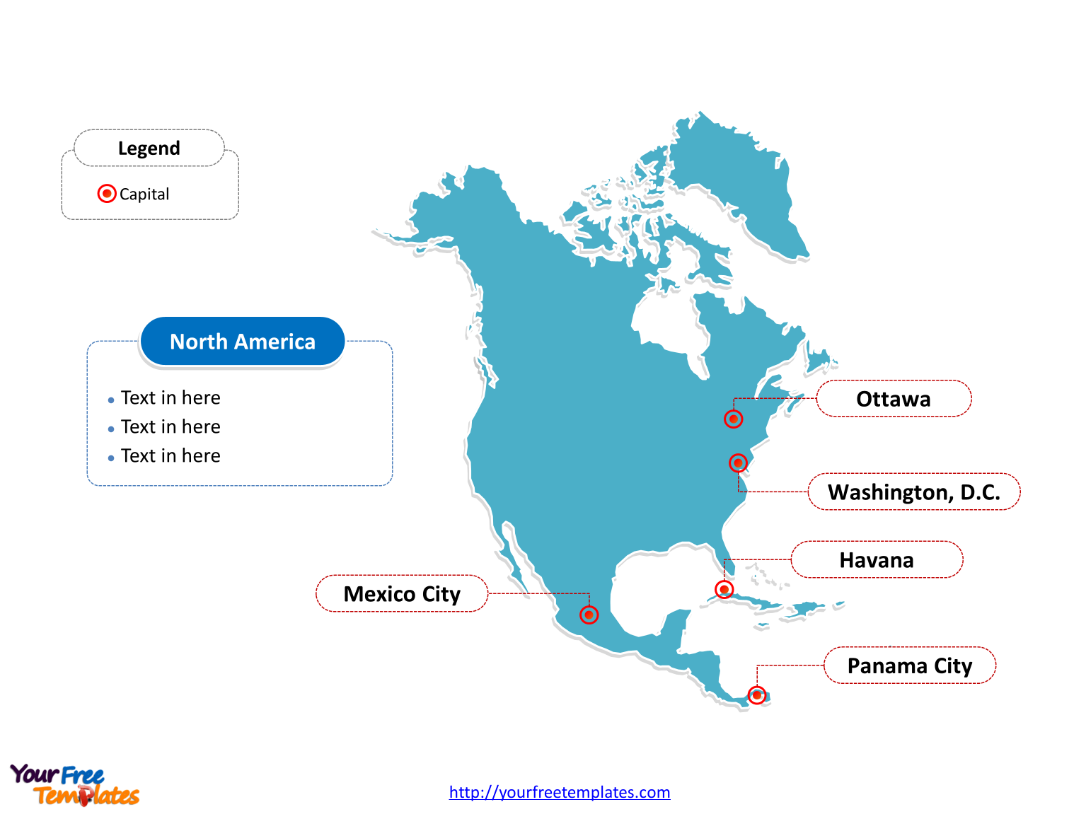 editable map of north america Free North America Map Template Free Powerpoint Templates editable map of north america