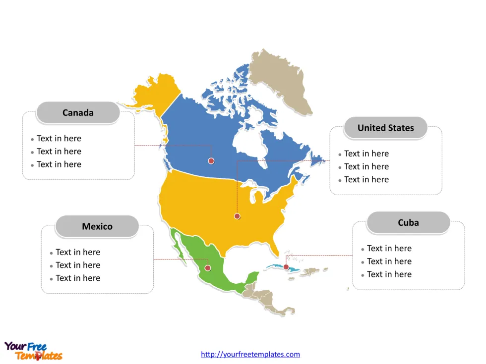 North America map labeled with major political countries, or north america map countries