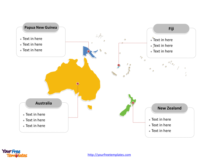 Oceania Political map labeled with major countries