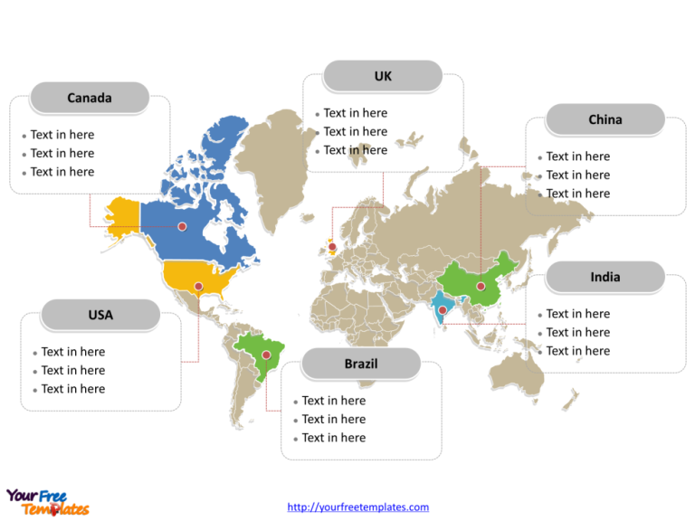 World Political map labeled with major countries