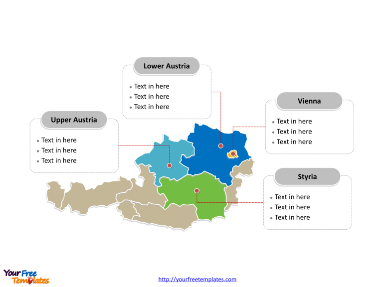 Austria Political map labeled with major states
