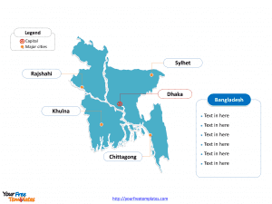 Bangladesh Outline map labeled with cities