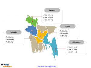 Bangladesh Political map labeled with major divisions