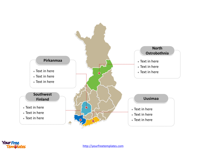Finland Political map labeled with major counties