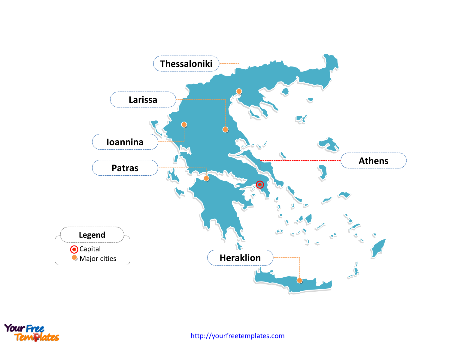 Labeled Map Of Greece Free Greece Editable Map   Free PowerPoint Templates