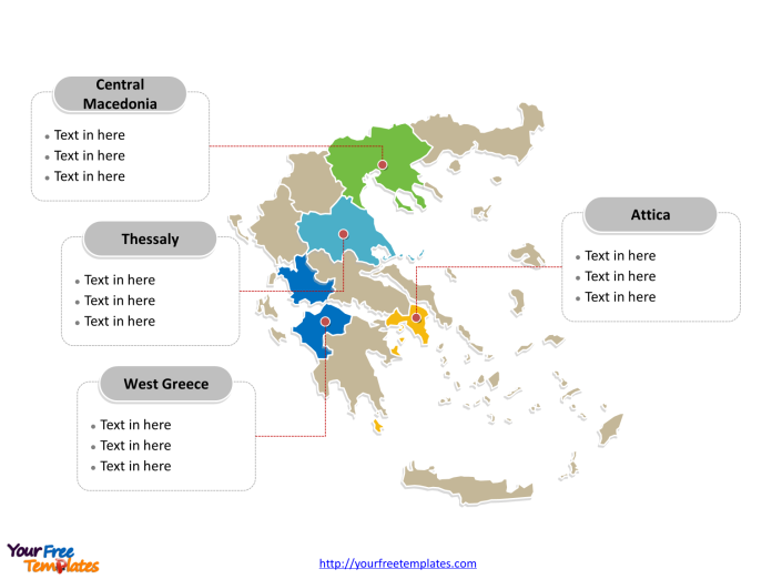 Greece Political map labeled with major regions