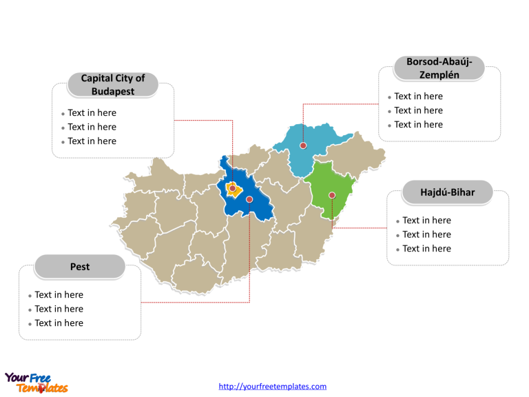 Hungary Political map labeled with major counties