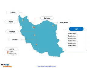 Iran Outline map labeled with cities