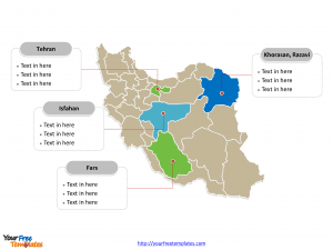 Iran Political map labeled with major provinces