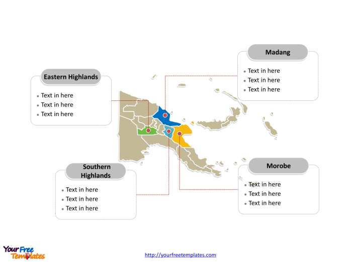 Papua New Guinea Political map labeled with major provinces