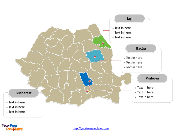 Romania Political map labeled with major counties