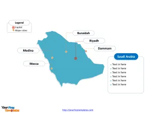 Saudi Arabia Outline map labeled with cities