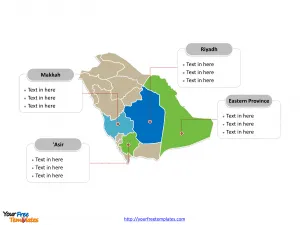 Saudi Arabia Political map labeled with major regions