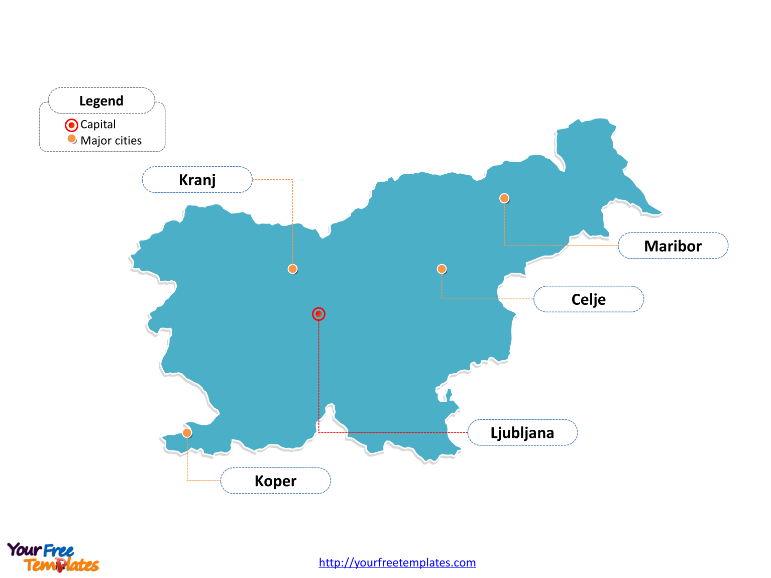 Slovenia Outline map labeled with cities