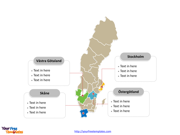 Sweden Political map labeled with major counties