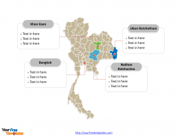 Thailand Political map labeled with major provinces