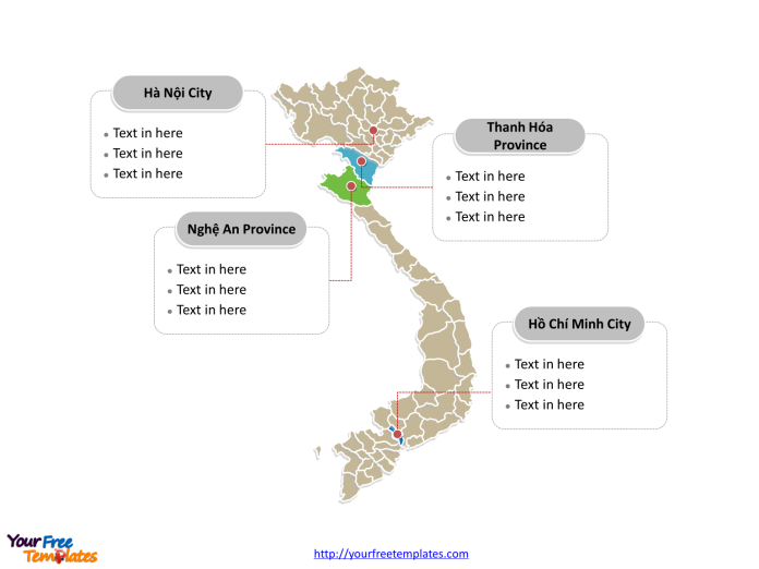Vietnam Political map labeled with major provinces
