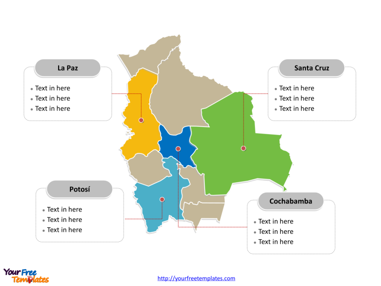 Bolivia Political map labeled with major departments