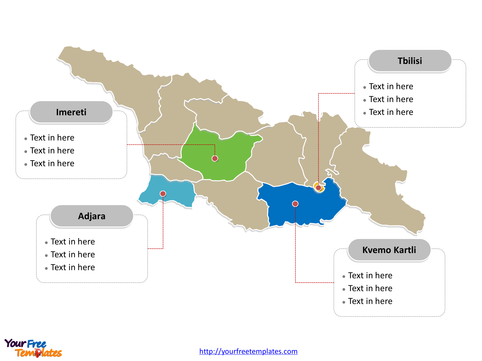 Georgia Political map labeled with major regions