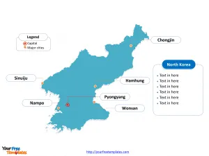 North Korea Outline map labeled with cities