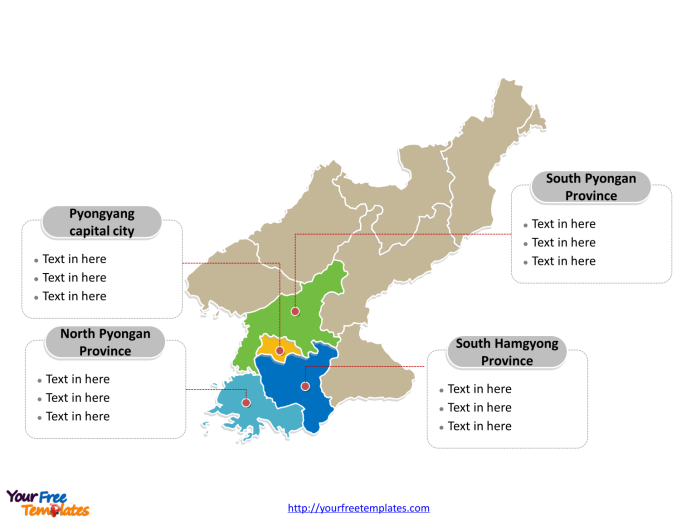 North Korea Political map labeled with major provinces