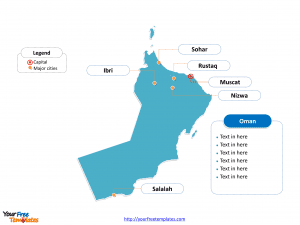 Oman Outline map labeled with cities