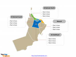 Oman Political map labeled with major governorates