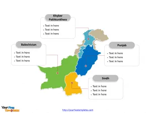 Pakistan Political map labeled with major provinces